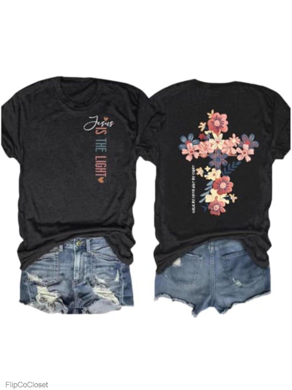 Christian Bible Verse Graphic T-Shirt Women Short Sleeve Crew Neck